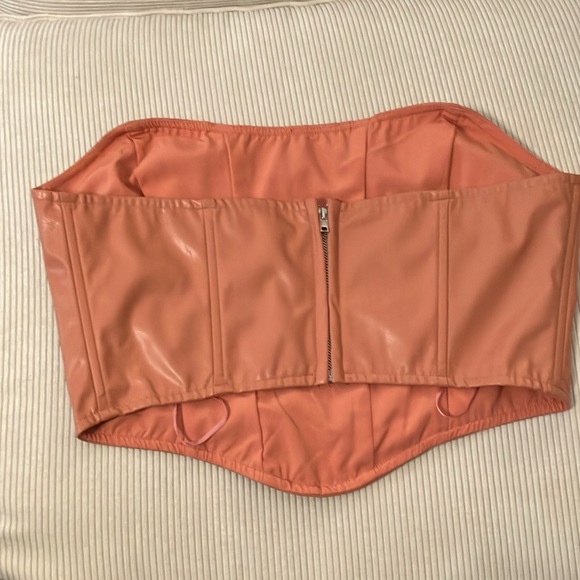 Cotton Candy LA Peach Faux Leather Strapless Corset Top - Picture 2 of 5